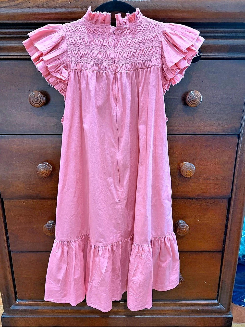 love the label Girls XS Pink Cotton Ruffle Maxi Dress